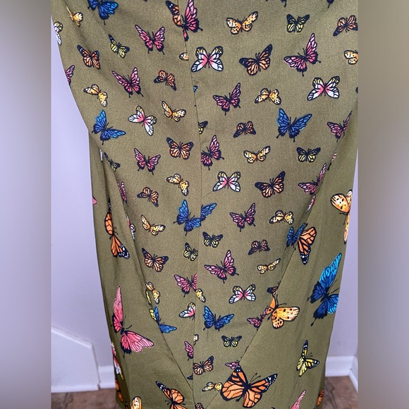 Women’s XS Abercrombie & Fitch Olive Green Butterfly Strappy Mini Dress - Picture 4 of 10